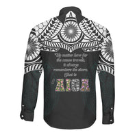 AIGA Always In Gods Arms Samoa Long Sleeve Button Shirt Polynesian Tribal Tattoo Art Family Heritage Faith