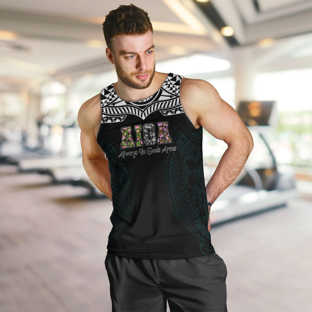 AIGA Always In Gods Arms Samoa Men Tank Top Polynesian Tribal Tattoo Art Family Heritage Faith TS04 Black White - Polynesian Pride