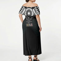 AIGA Always In Gods Arms Samoa Off Shoulder Maxi Dress Polynesian Tribal Tattoo Art Family Heritage Faith