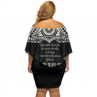 AIGA Always In Gods Arms Samoa Off Shoulder Short Dress Polynesian Tribal Tattoo Art Family Heritage Faith