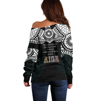 AIGA Always In Gods Arms Samoa Off Shoulder Sweater Polynesian Tribal Tattoo Art Family Heritage Faith