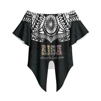 AIGA Always In Gods Arms Samoa Off Shoulder Wrap Waist Top Polynesian Tribal Tattoo Art Family Heritage Faith
