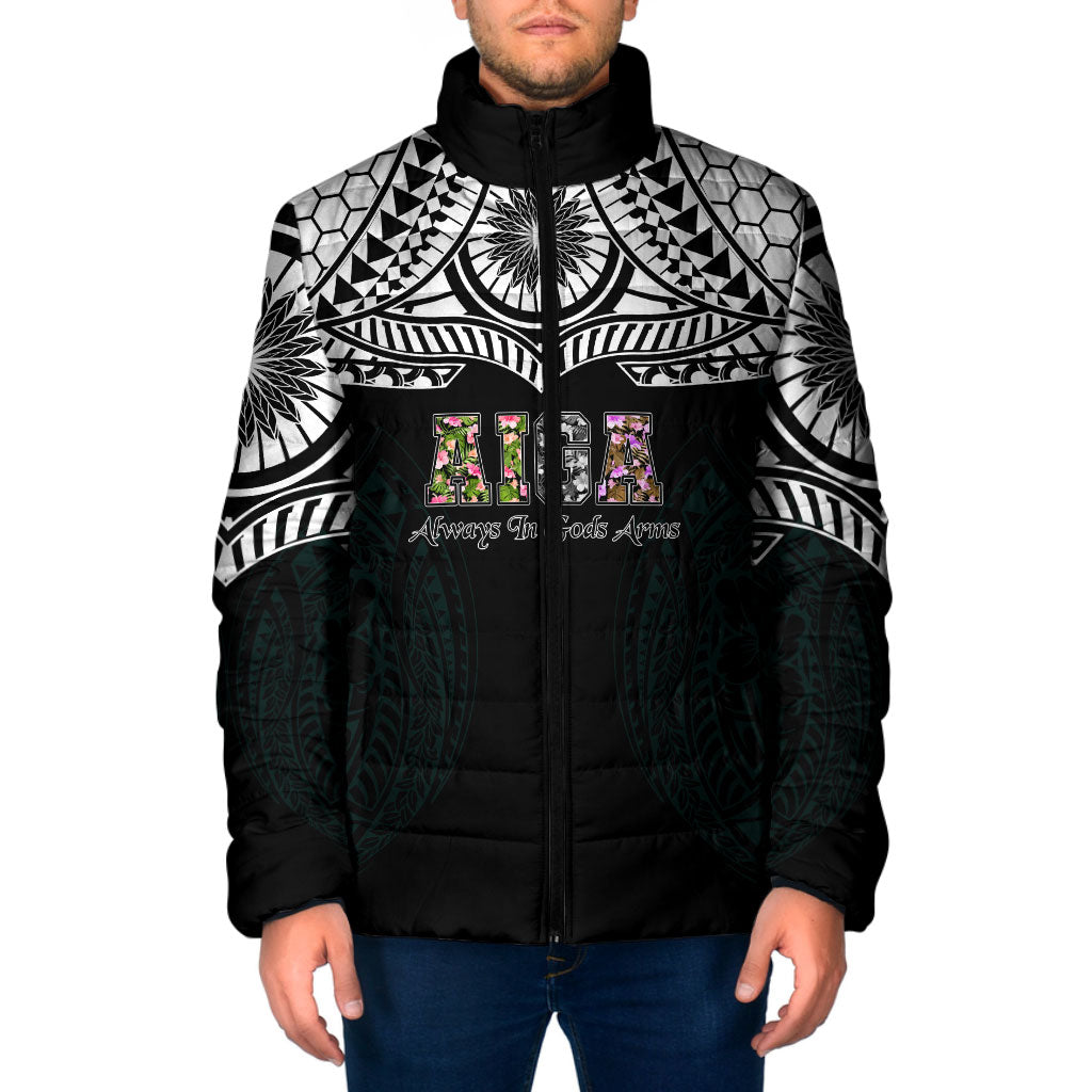 AIGA Always In Gods Arms Samoa Padded Jacket Polynesian Tribal Tattoo Art Family Heritage Faith TS04 Men Black White - Polynesian Pride