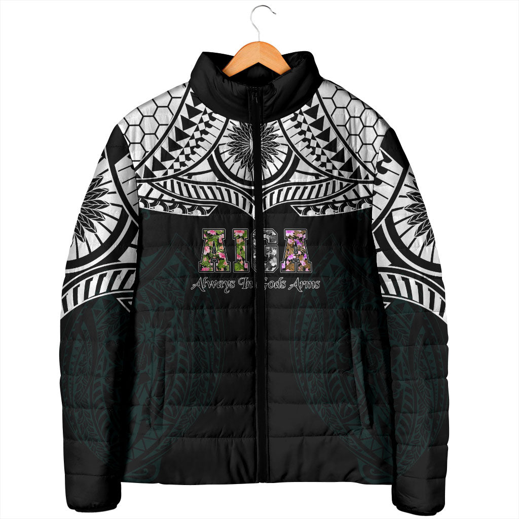 AIGA Always In Gods Arms Samoa Padded Jacket Polynesian Tribal Tattoo Art Family Heritage Faith
