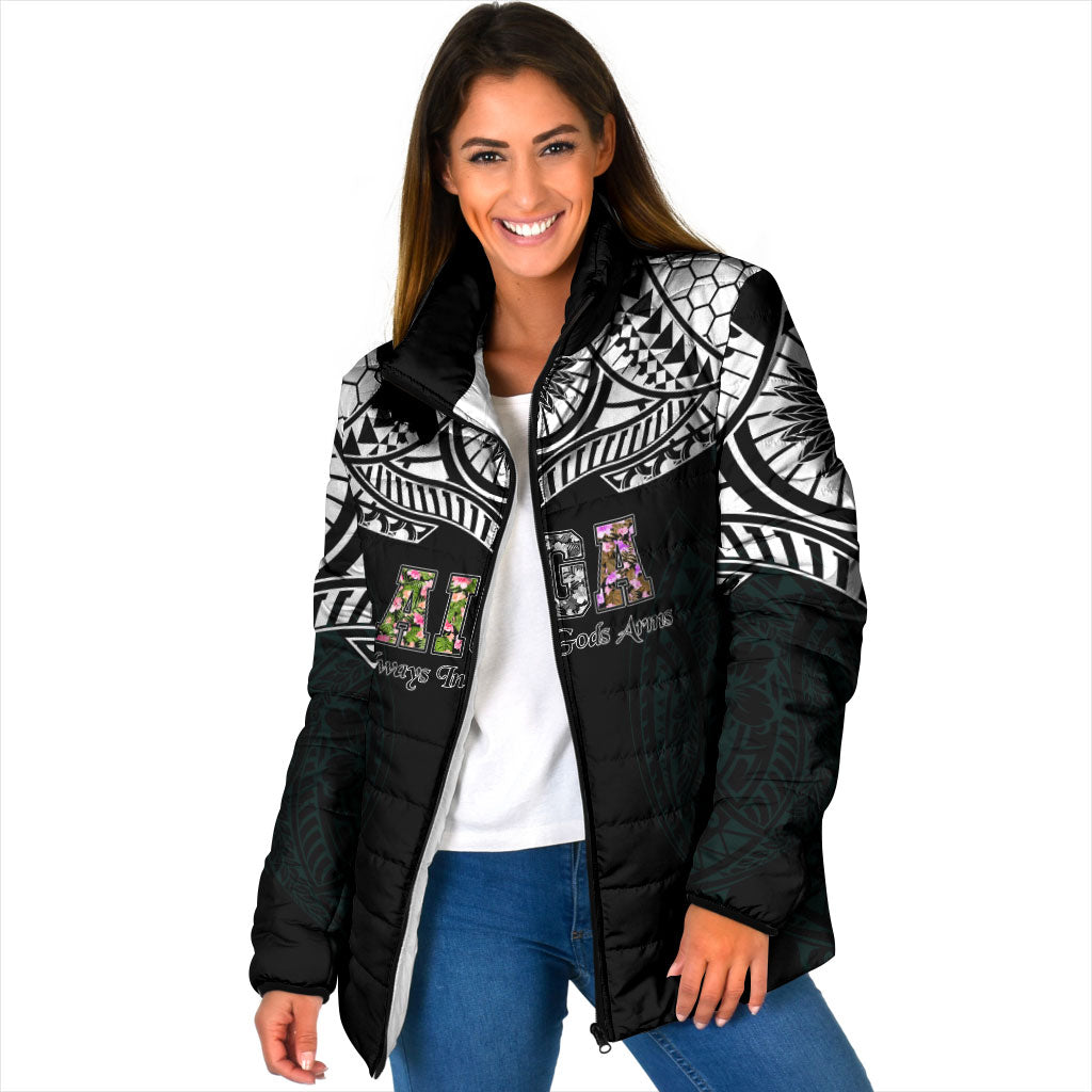 AIGA Always In Gods Arms Samoa Padded Jacket Polynesian Tribal Tattoo Art Family Heritage Faith