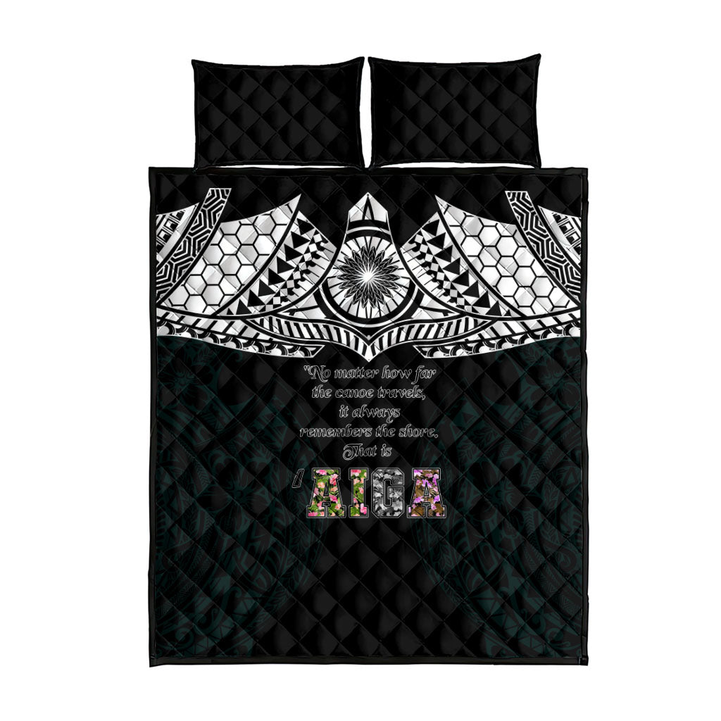 AIGA Always In Gods Arms Samoa Quilt Bed Set Polynesian Tribal Tattoo Art Family Heritage Faith
