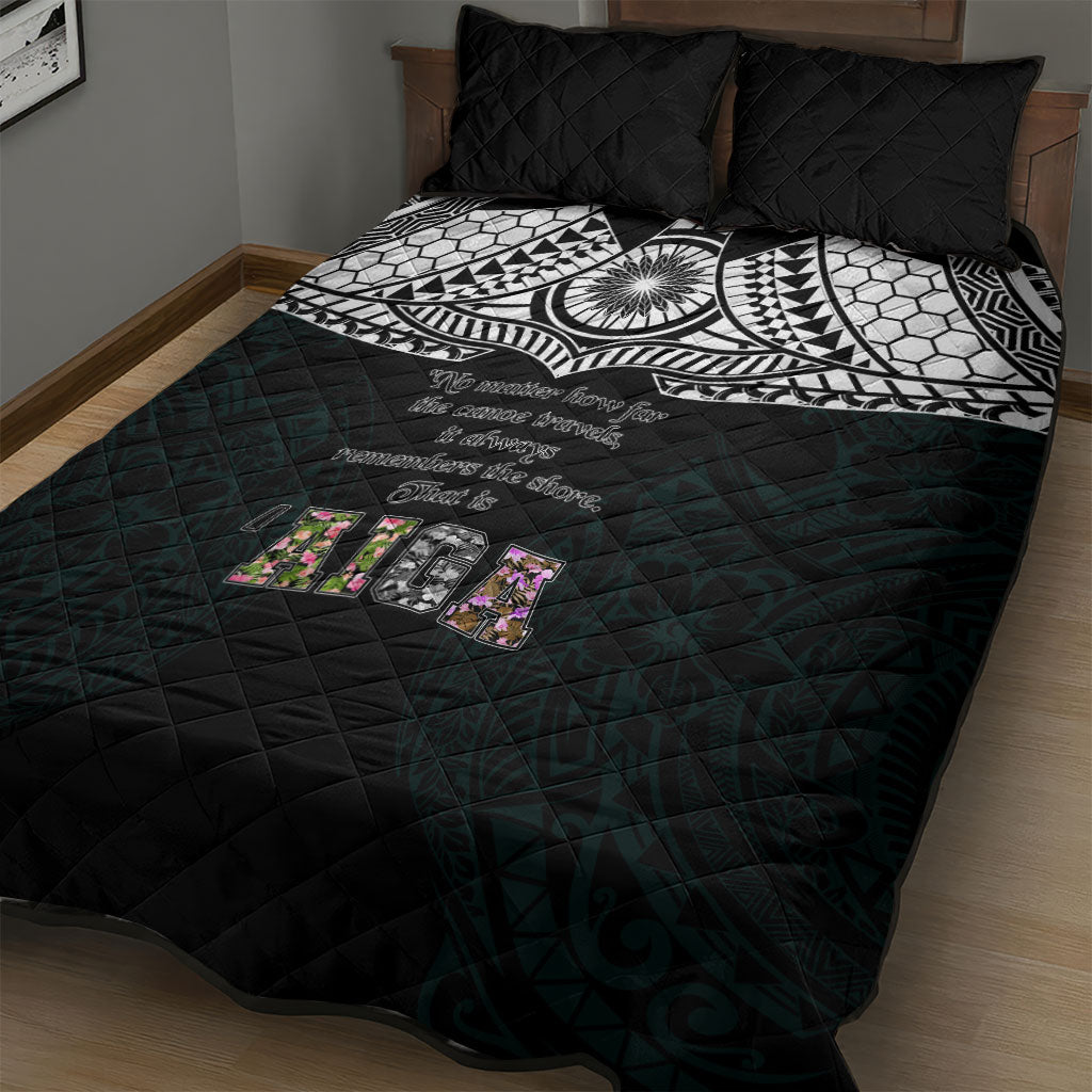 AIGA Always In Gods Arms Samoa Quilt Bed Set Polynesian Tribal Tattoo Art Family Heritage Faith