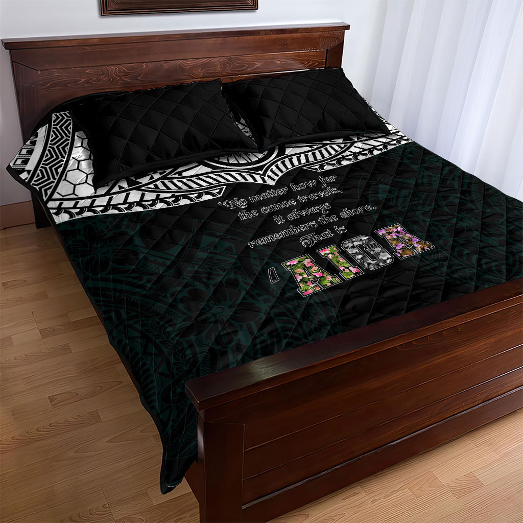 AIGA Always In Gods Arms Samoa Quilt Bed Set Polynesian Tribal Tattoo Art Family Heritage Faith
