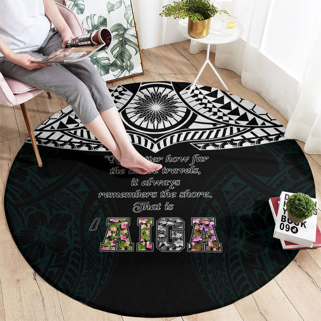 AIGA Always In Gods Arms Samoa Round Carpet Polynesian Tribal Tattoo Art Family Heritage Faith