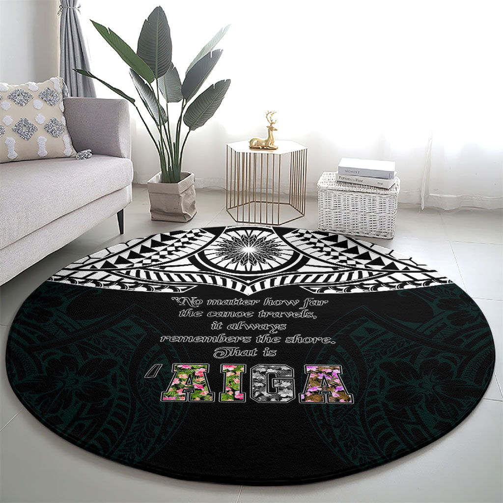 AIGA Always In Gods Arms Samoa Round Carpet Polynesian Tribal Tattoo Art Family Heritage Faith