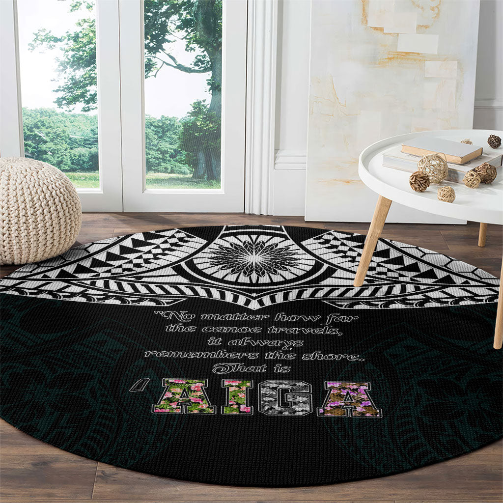AIGA Always In Gods Arms Samoa Round Carpet Polynesian Tribal Tattoo Art Family Heritage Faith