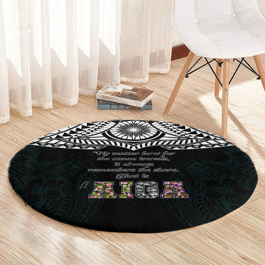 AIGA Always In Gods Arms Samoa Round Carpet Polynesian Tribal Tattoo Art Family Heritage Faith