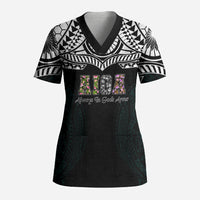 AIGA Always In Gods Arms Samoa Scrub Top Polynesian Tribal Tattoo Art Family Heritage Faith