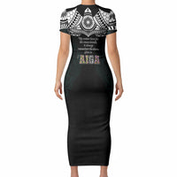 AIGA Always In Gods Arms Samoa Short Sleeve Bodycon Dress Polynesian Tribal Tattoo Art Family Heritage Faith