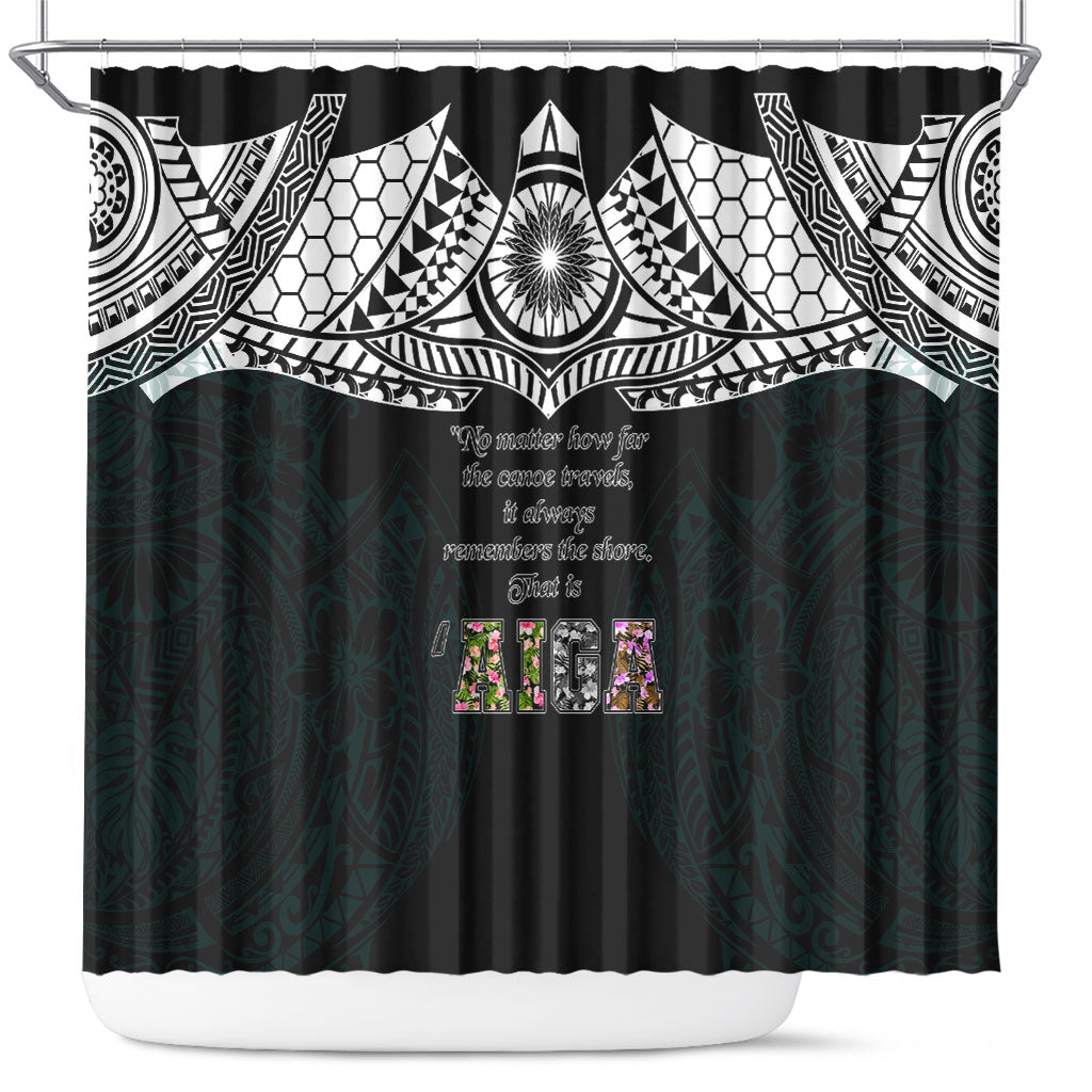 AIGA Always In Gods Arms Samoa Shower Curtain Polynesian Tribal Tattoo Art Family Heritage Faith