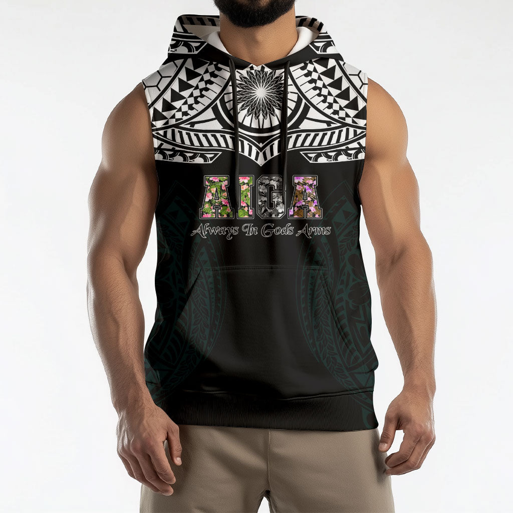AIGA Always In Gods Arms Samoa Sleeveless Hoodie Polynesian Tribal Tattoo Art Family Heritage Faith