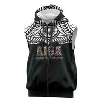 AIGA Always In Gods Arms Samoa Sleeveless Zip Hoodie Polynesian Tribal Tattoo Art Family Heritage Faith
