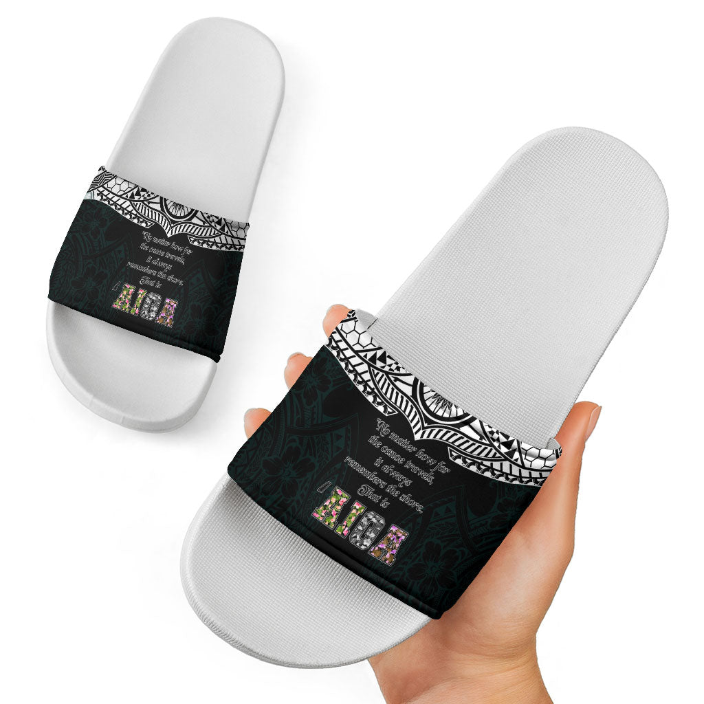 AIGA Always In Gods Arms Samoa Slide Sandals Polynesian Tribal Tattoo Art Family Heritage Faith