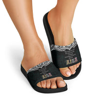 AIGA Always In Gods Arms Samoa Slide Sandals Polynesian Tribal Tattoo Art Family Heritage Faith
