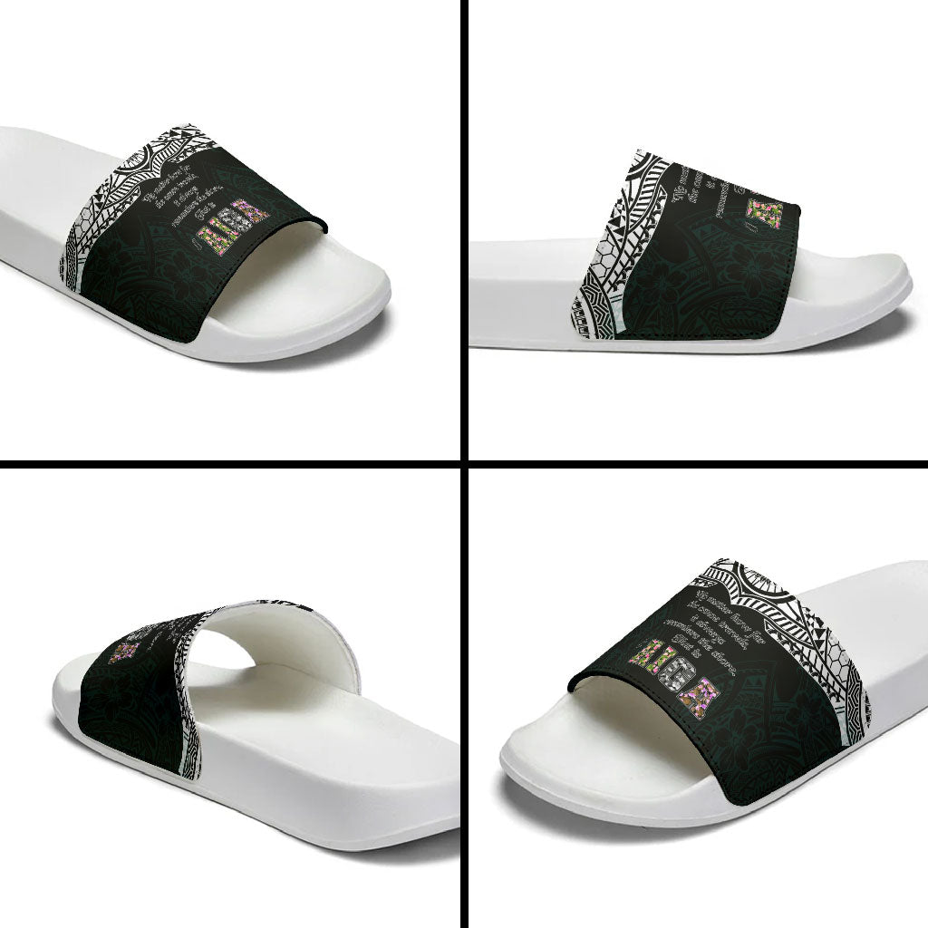 AIGA Always In Gods Arms Samoa Slide Sandals Polynesian Tribal Tattoo Art Family Heritage Faith