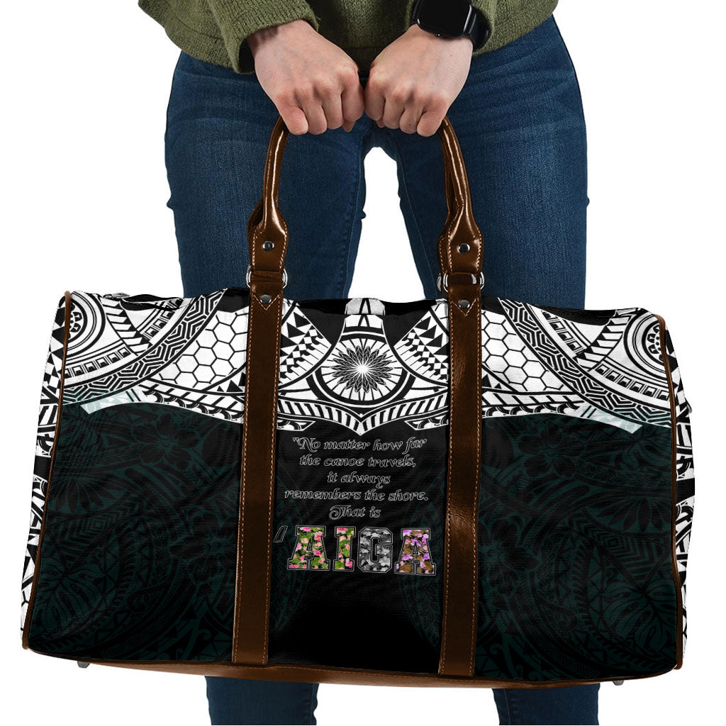 AIGA Always In Gods Arms Samoa Travel Bag Polynesian Tribal Tattoo Art Family Heritage Faith TS04 Black White - Polynesian Pride