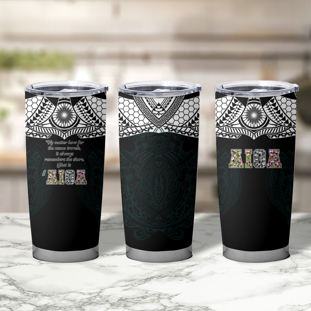 AIGA Always In Gods Arms Samoa Tumbler Cup Polynesian Tribal Tattoo Art Family Heritage Faith