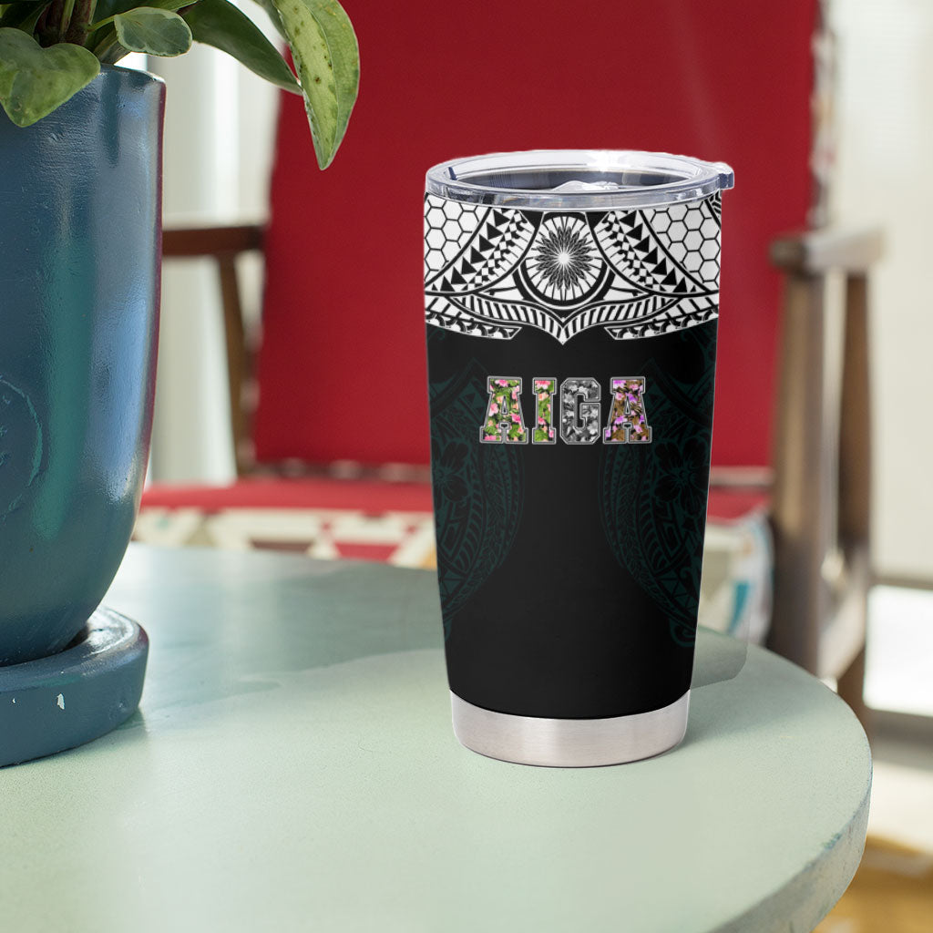 AIGA Always In Gods Arms Samoa Tumbler Cup Polynesian Tribal Tattoo Art Family Heritage Faith