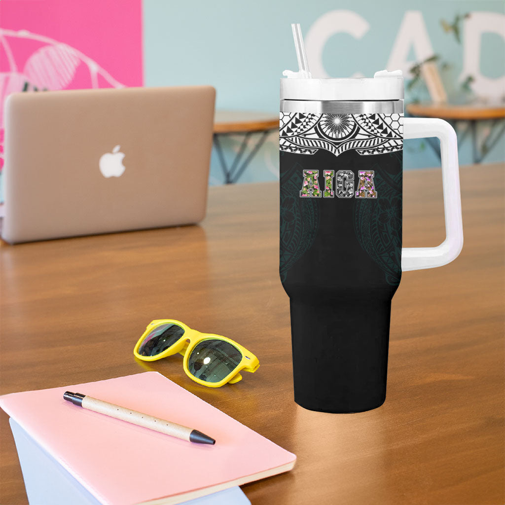 AIGA Always In Gods Arms Samoa Tumbler With Handle Polynesian Tribal Tattoo Art Family Heritage Faith
