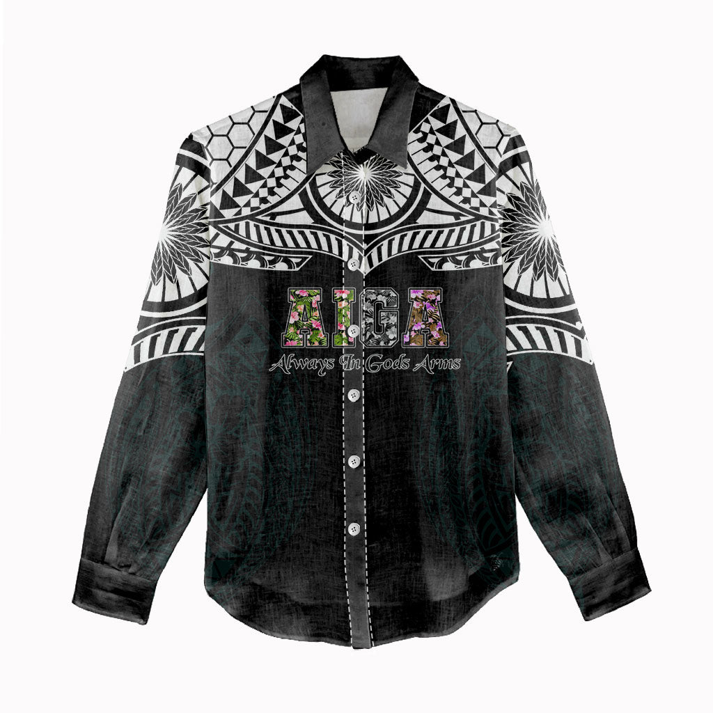 AIGA Always In Gods Arms Samoa Women Casual Shirt Polynesian Tribal Tattoo Art Family Heritage Faith