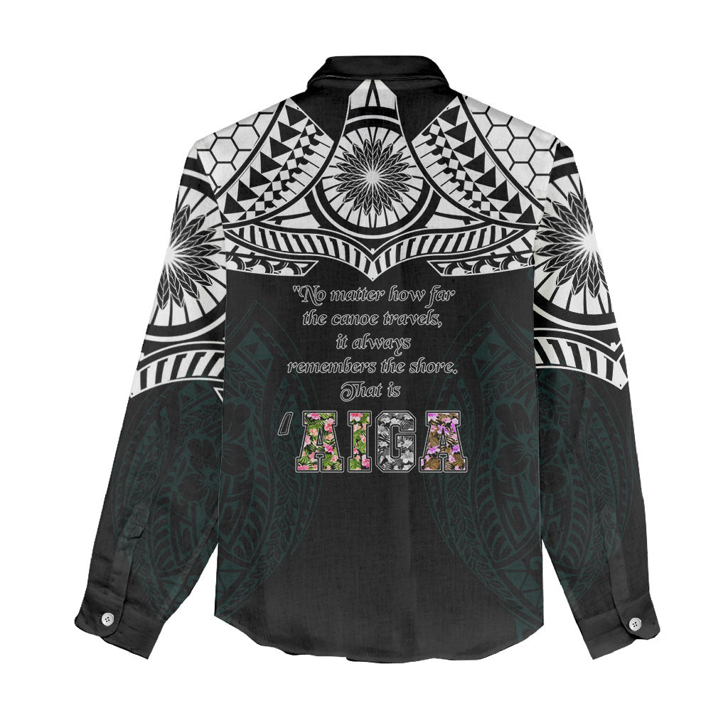 AIGA Always In Gods Arms Samoa Women Casual Shirt Polynesian Tribal Tattoo Art Family Heritage Faith