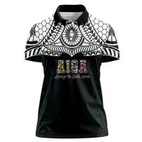 AIGA Always In Gods Arms Samoa Women Polo Shirt Polynesian Tribal Tattoo Art Family Heritage Faith