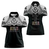 AIGA Always In Gods Arms Samoa Women Polo Shirt Polynesian Tribal Tattoo Art Family Heritage Faith