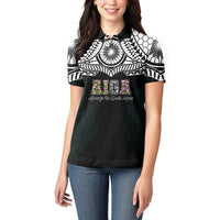 AIGA Always In Gods Arms Samoa Women Polo Shirt Polynesian Tribal Tattoo Art Family Heritage Faith