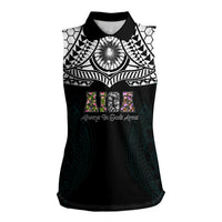 AIGA Always In Gods Arms Samoa Women Sleeveless Polo Shirt Polynesian Tribal Tattoo Art Family Heritage Faith