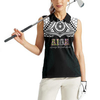 AIGA Always In Gods Arms Samoa Women Sleeveless Polo Shirt Polynesian Tribal Tattoo Art Family Heritage Faith