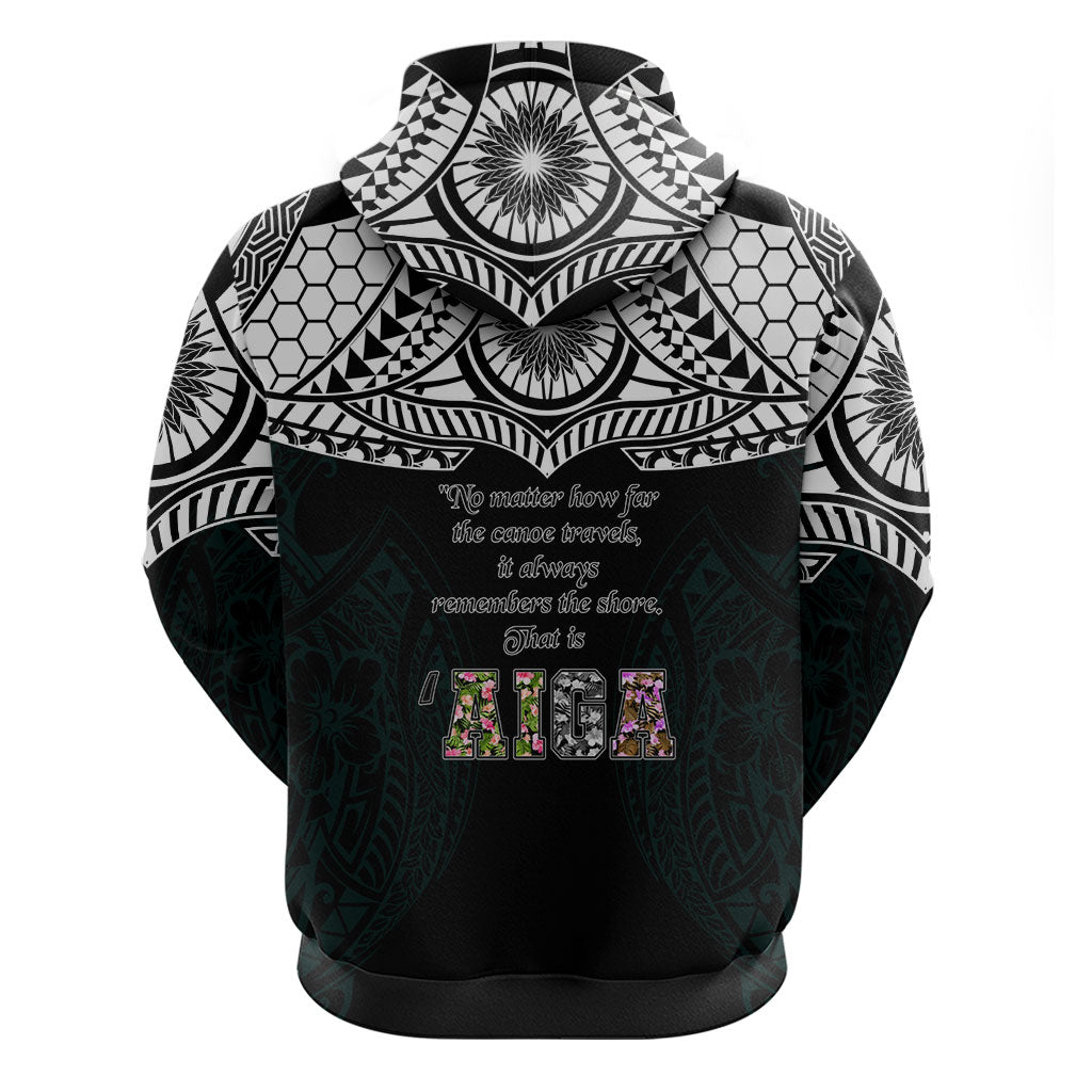 AIGA Always In Gods Arms Samoa Zip Hoodie Polynesian Tribal Tattoo Art Family Heritage Faith