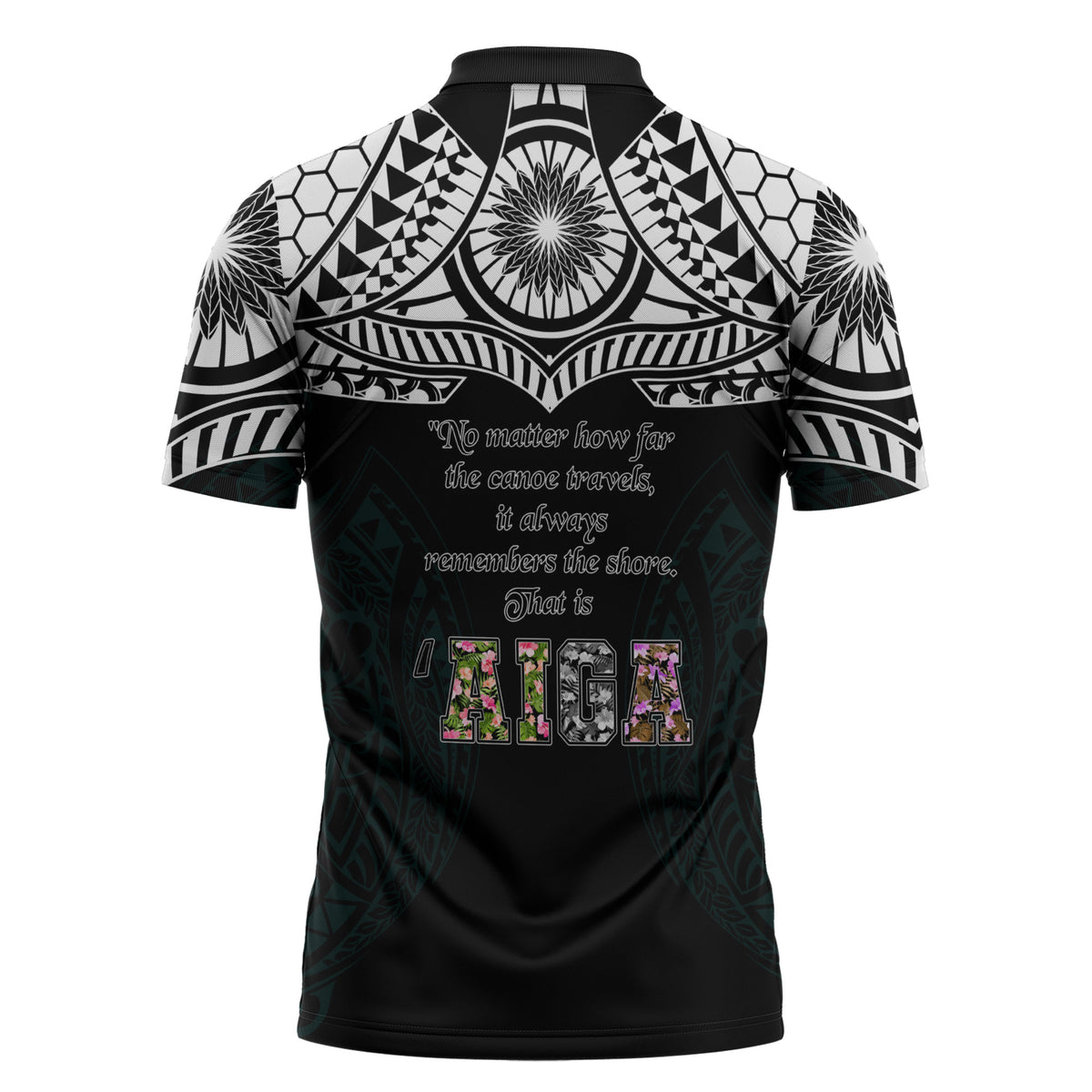 AIGA Always In Gods Arms Samoa Zipper Polo Shirt Polynesian Tribal Tattoo Art Family Heritage Faith