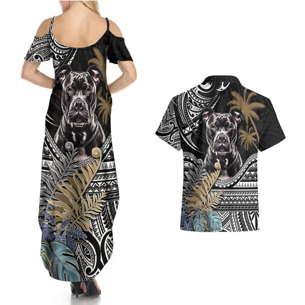 Polynesian Summer Maxi Dress Dog Lover With Shiba Inu - Sunset At The Beach White Ver LT7