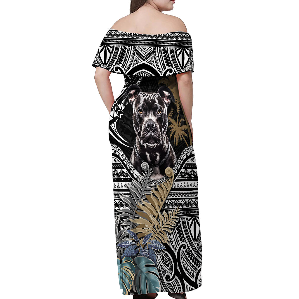 Polynesian Pitbull Off Shoulder Maxi Dress Polynesian Pattern And Pitbull TS04 - Polynesian Pride