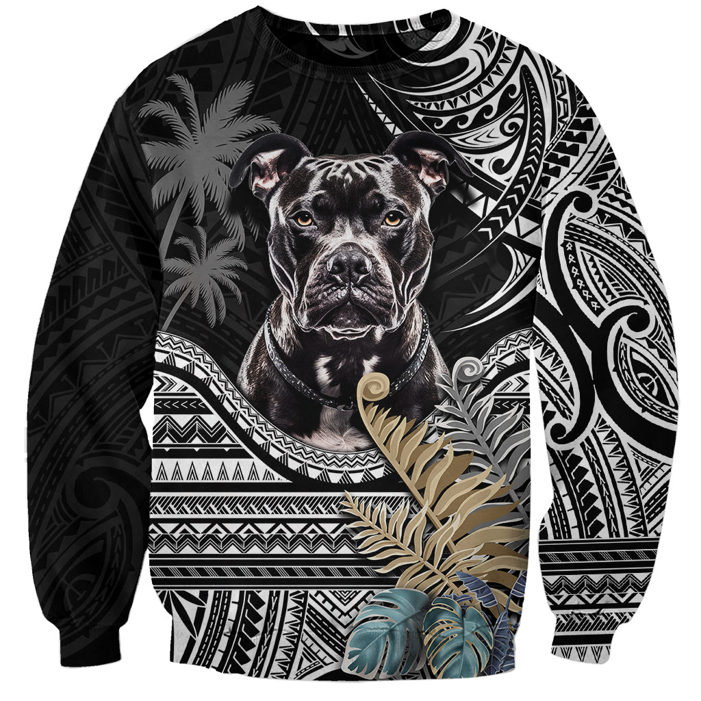 Polynesian Pitbull Sweatshirt Polynesian Pattern And Pitbull TS04 Unisex Black - Polynesian Pride