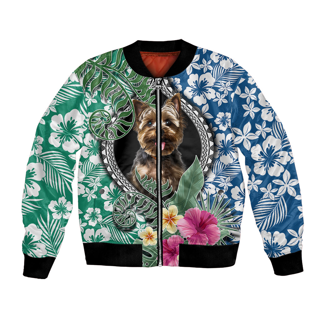 Polynesian Yorkshire Terrier Bomber Jacket Polynesian Pattern And Yorkshire Terrier TS04 Unisex Multicolor - Polynesian Pride