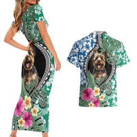 Polynesian Yorkshire Terrier Couples Matching Short Sleeve Bodycon Dress and Hawaiian Shirt Polynesian Pattern And Yorkshire Terrier TS04 - Polynesian Pride