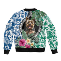 Polynesian Yorkshire Terrier Sleeve Zip Bomber Jacket Polynesian Pattern And Yorkshire Terrier TS04 - Polynesian Pride