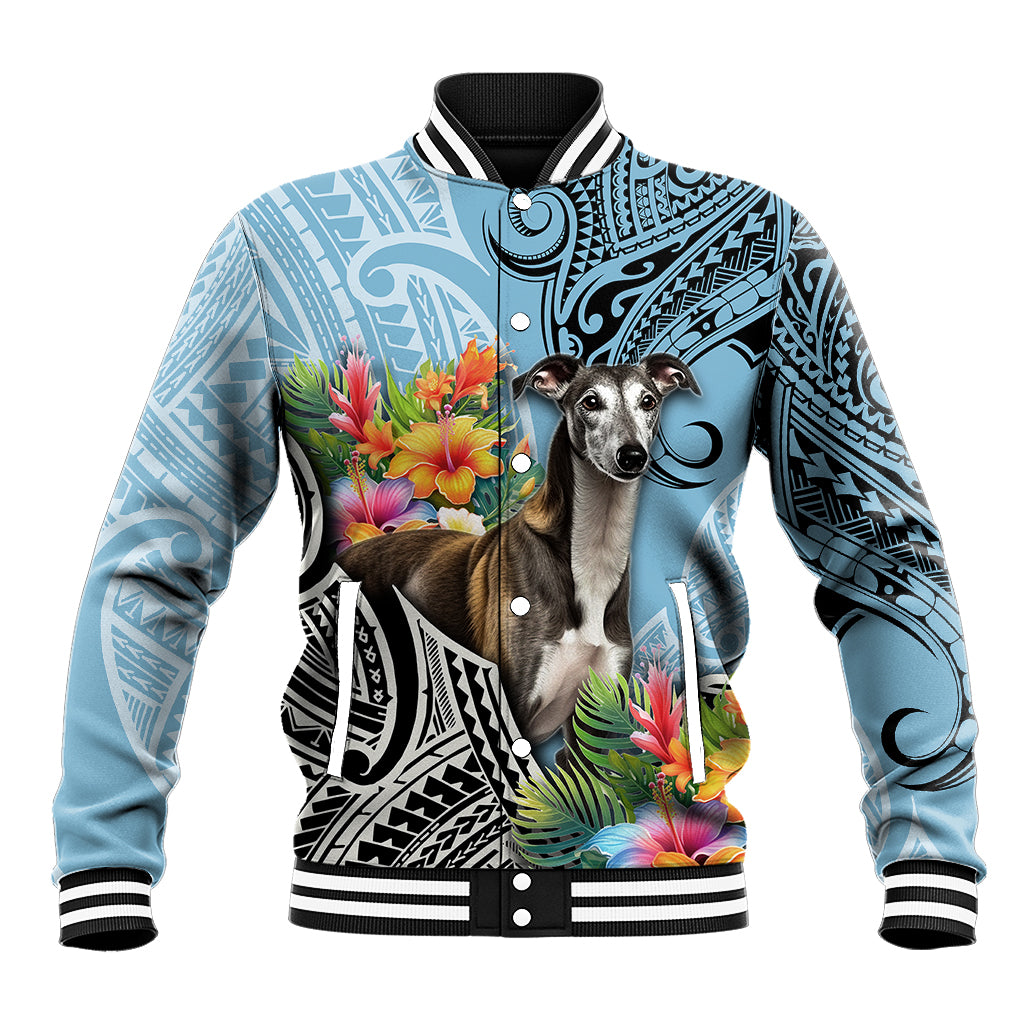 Polynesian Greyhound Baseball Jacket Polynesian Pattern And Greyhound TS04 Unisex Cyan - Polynesian Pride