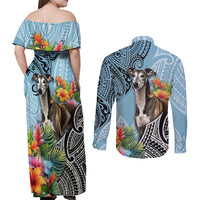 Polynesian Greyhound Couples Matching Off Shoulder Maxi Dress and Long Sleeve Button Shirts Polynesian Pattern And Greyhound TS04 - Polynesian Pride
