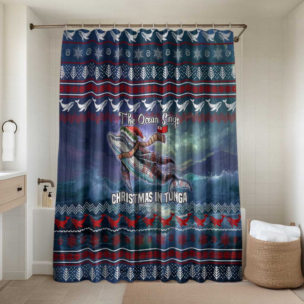 Tonga Christmas Bathroom Set with Singing Whale Ocean Scene National Coat of Arms - Polynesian Pride