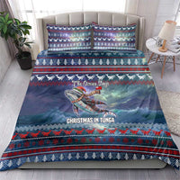 Tonga Christmas Bedding Set with Singing Whale Ocean Scene National Coat of Arms - Polynesian Pride