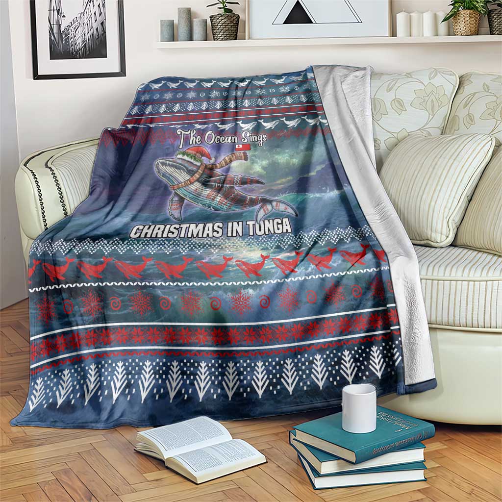 Tonga Christmas Blanket with Singing Whale Ocean Scene National Coat of Arms - Polynesian Pride