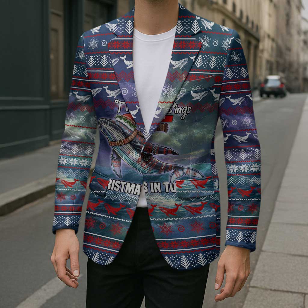 Tonga Christmas Blazer with Singing Whale Ocean Scene National Coat of Arms - Polynesian Pride