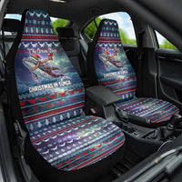 Tonga Christmas Car Seat Cover with Singing Whale Ocean Scene National Coat of Arms - Polynesian Pride